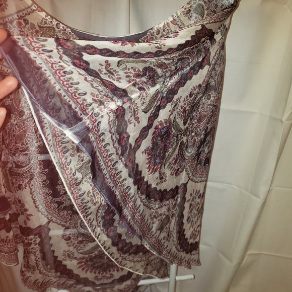 Scarf Overlay Poncho See-through Flowy Fabric Floral Paisley Design One Size - Picture 5 of 7